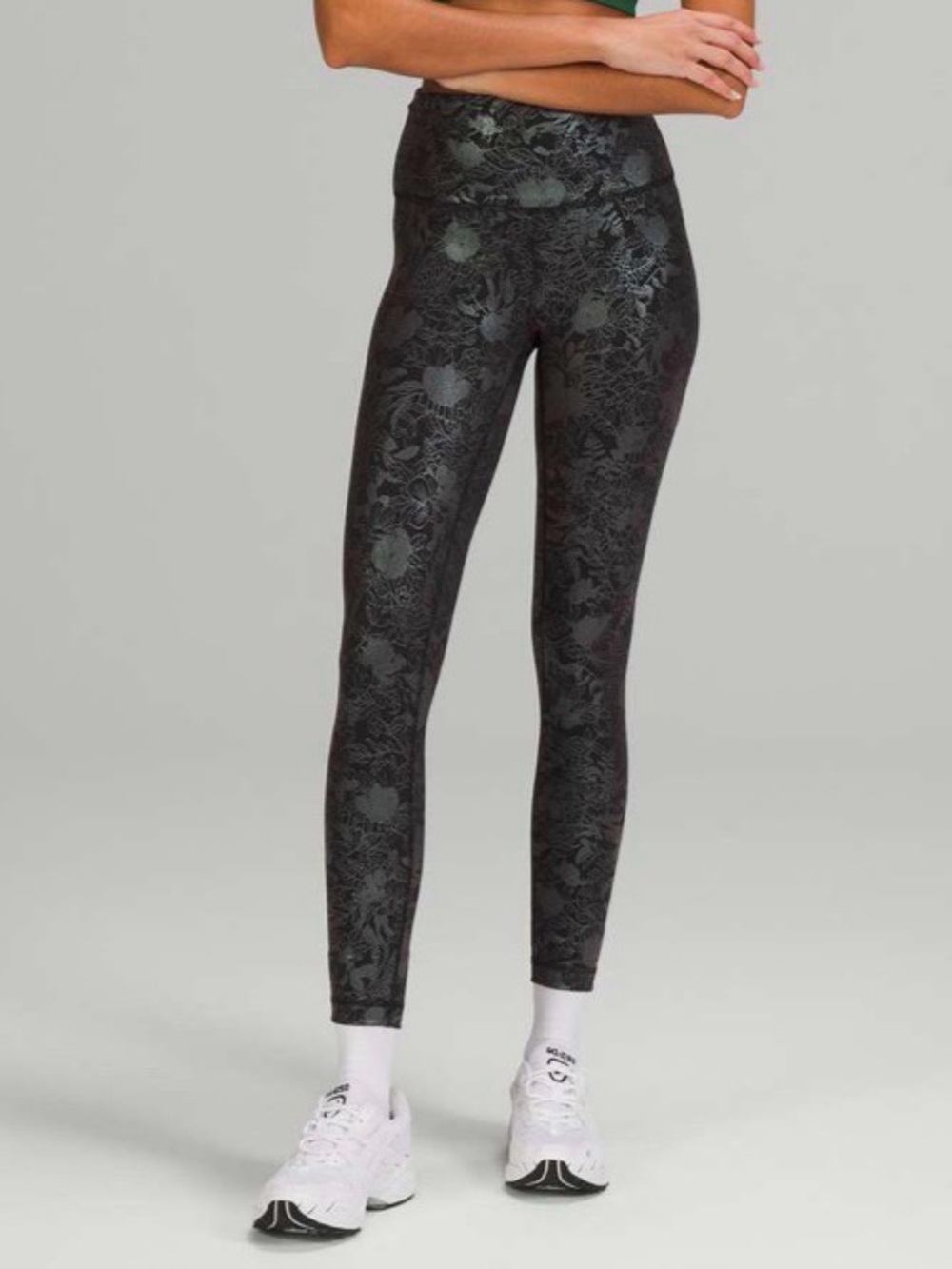 Lululemon Wunder Train High-Rise Tight 25" Foil Logo Flourish Black Iridescent